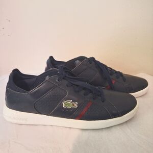 LACOSTE Men's 8 Navy Red Nova leather Tennis shoes